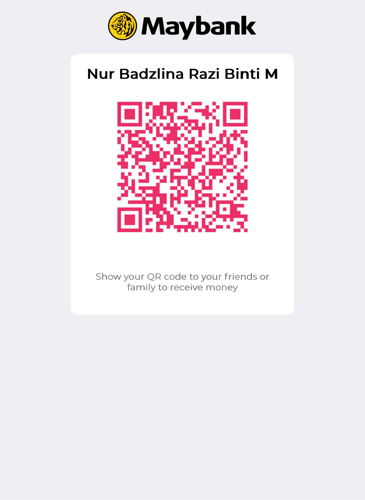 Maybank QR code for Nur Badzlina Razi Binti M